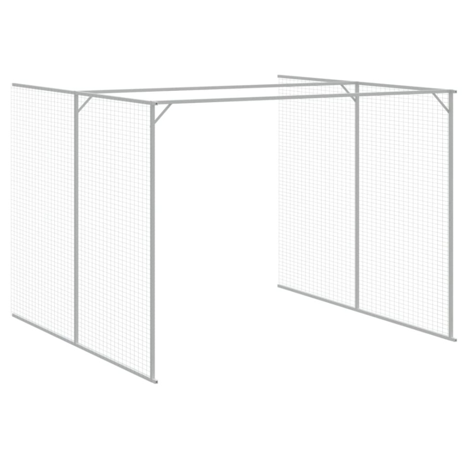 Caseta perros con corral acero galvanizado gris 214x457x181