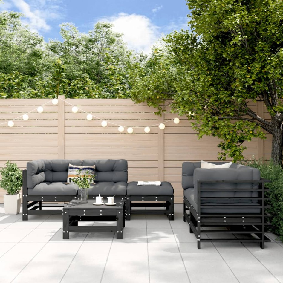 Juego muebles de jardín 6 piezas madera maciza pino