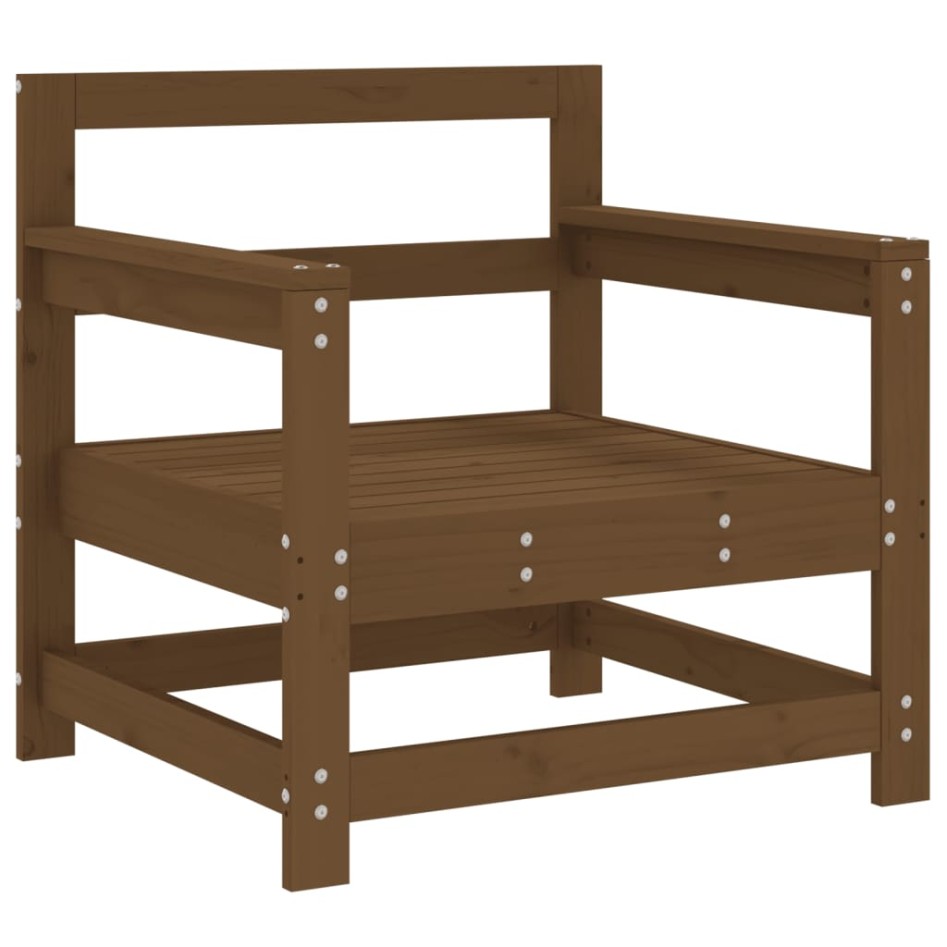 Juego de muebles jardín 7 pzas madera maciza pino marrón