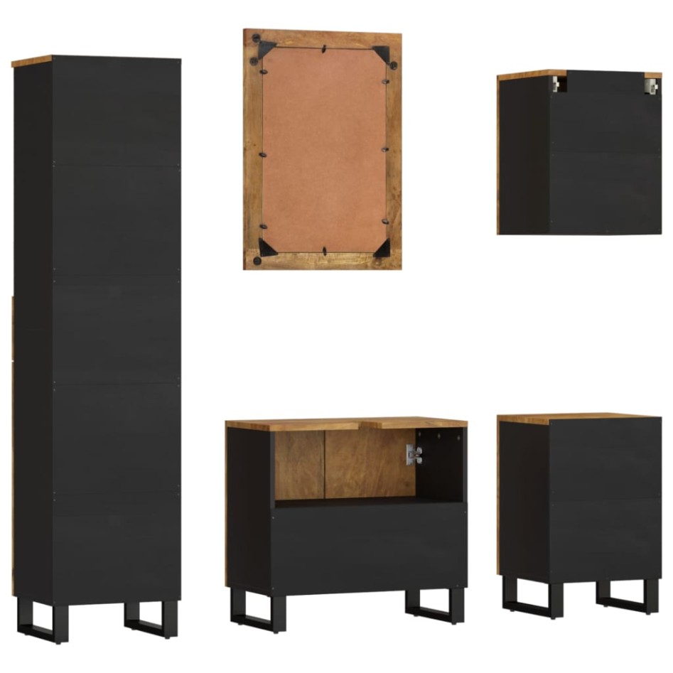 Conjunto de muebles de baño 5 piezas madera maciza de