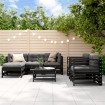 Juego de muebles de jardín 7 piezas madera maciza de pino negro