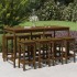 Mesa y taburetes altos de jardín 9 pzas madera pino marrón