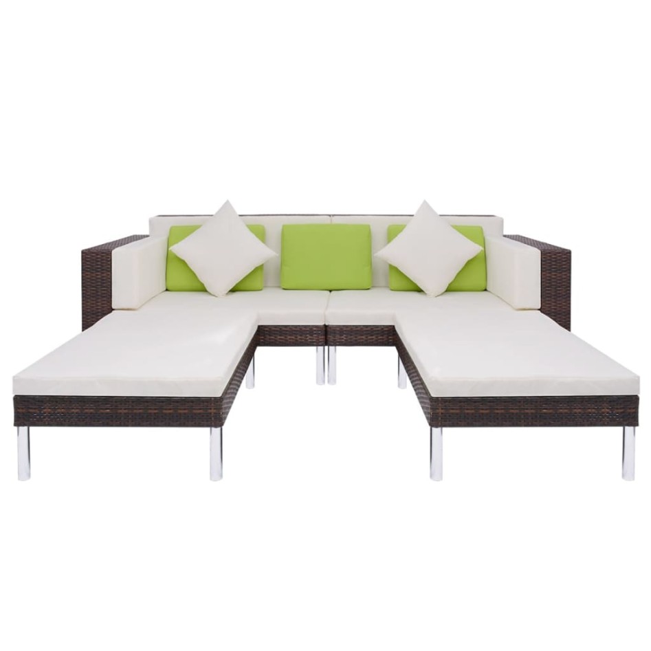 Set muebles de jardín 4 piezas y cojines ratán sintético