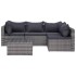 Set de muebles de jardín y cojines 5 pzas. ratán sintético
