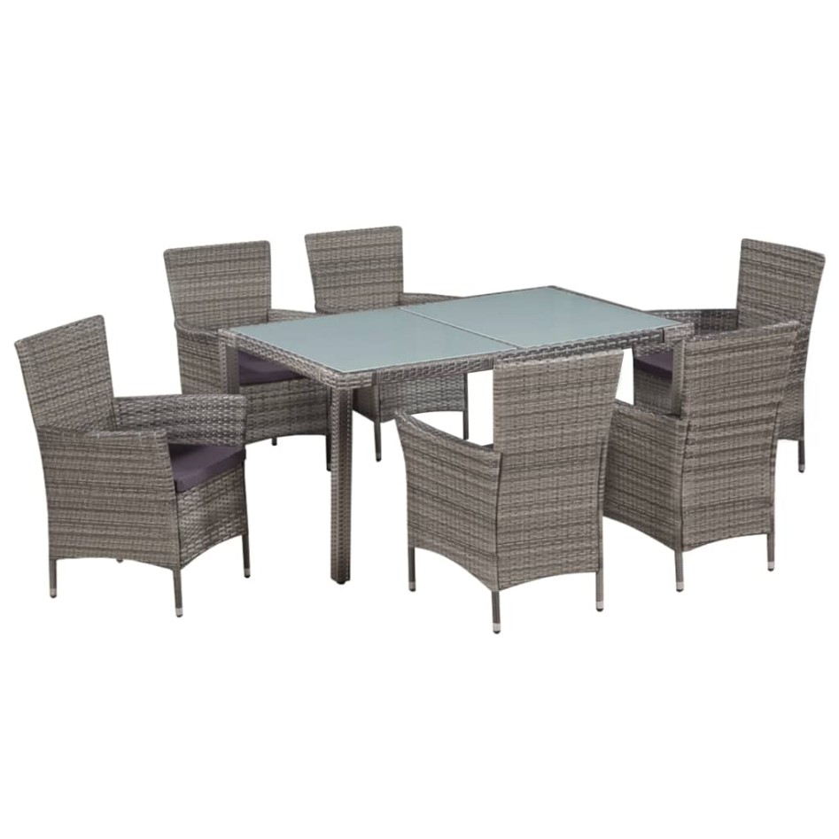 Set de comedor de jardín 7 pzs y cojines ratán sintético