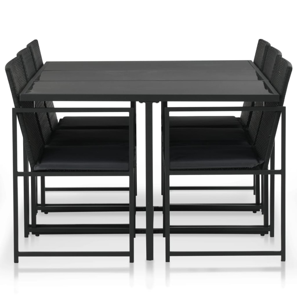 Set comedor de jardín 7 piezas y cojines ratán sintético