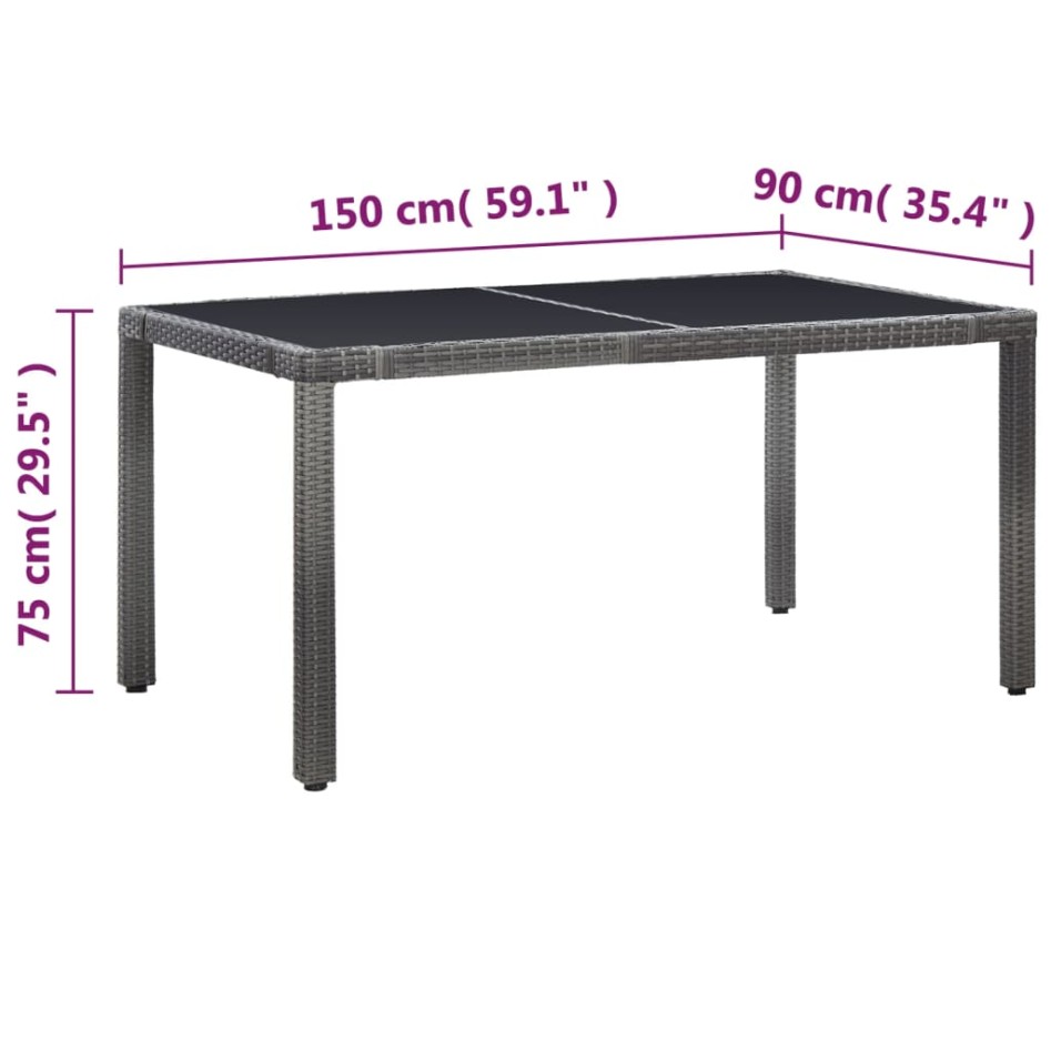 Juego de comedor de jardín 7 piezas de ratán sintético