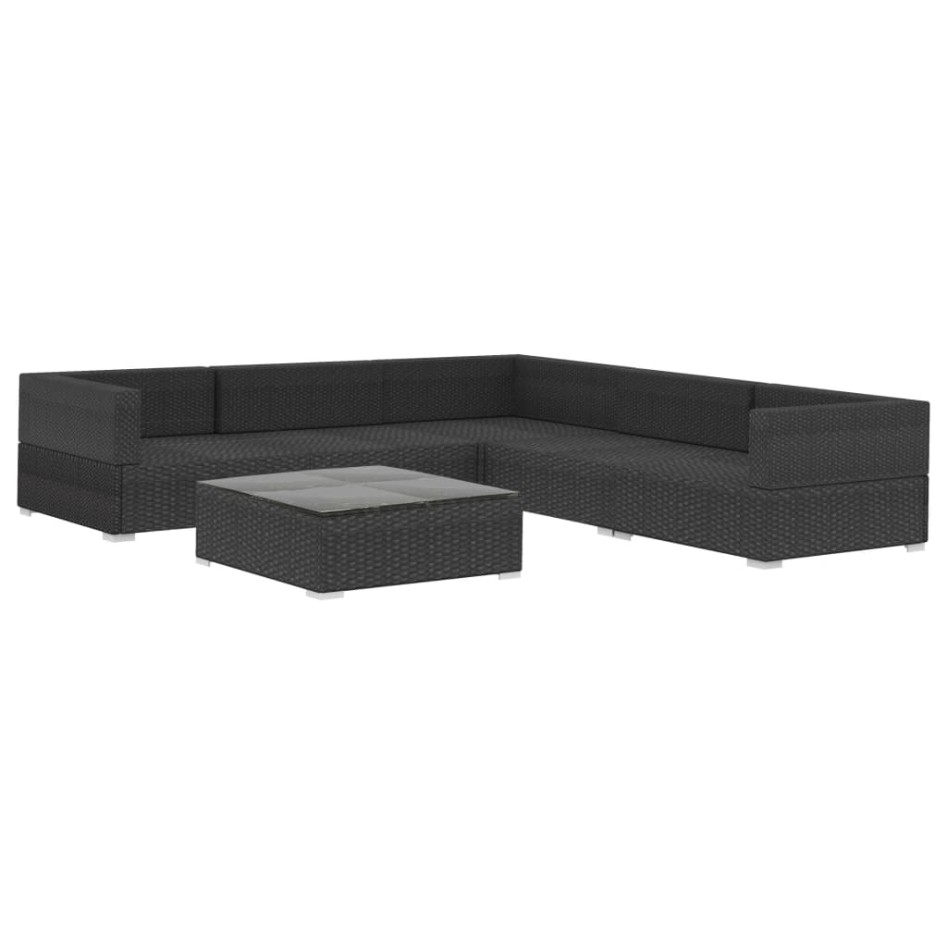 Set muebles de jardín 6 piezas y cojines ratán sintético
