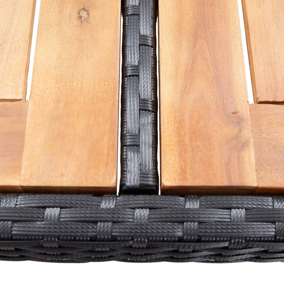 Mesa y sillas bar jardín 5 pzas ratán sintético y madera