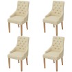 Sillas de comedor 4 unidades tela color crema