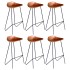 Taburetes de cocina 6 unidades cuero auténtico