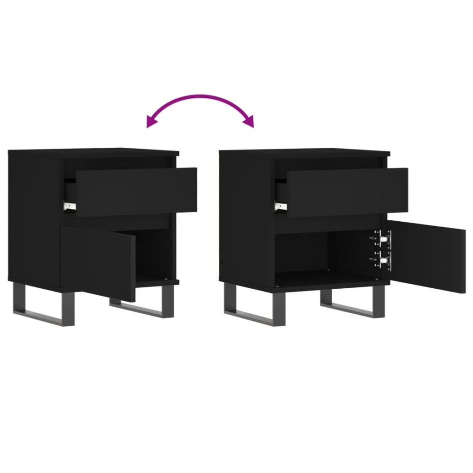 Mesitas de noche 2 uds madera de ingeniería negro 40x35x50