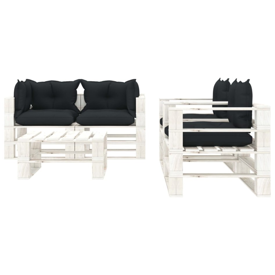 Muebles de palets de jardín 5 pzas madera cojines