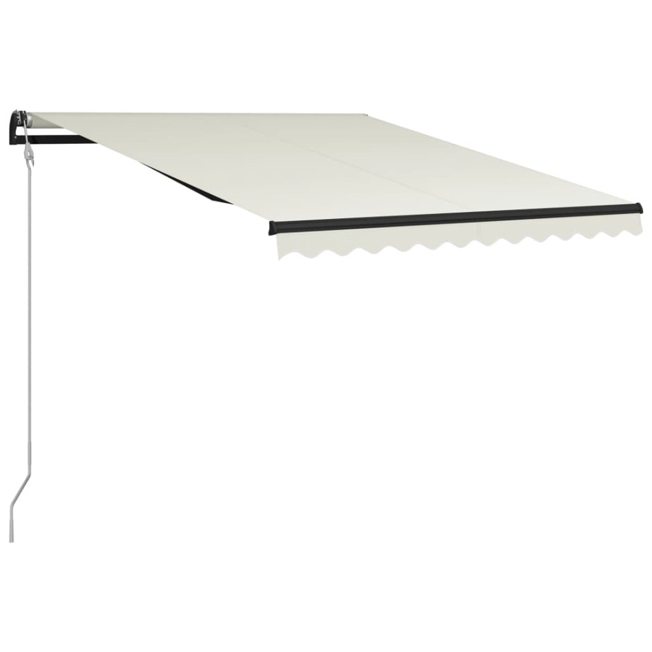 Toldo retráctil sensor de viento y LED color crema 300x250