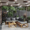 Muebles de jardín 6 pzas cojines madera maciza de acacia