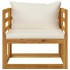 Muebles de jardín 5 pzas cojines crema madera maciza de
