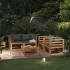 Muebles de jardín 5 pzas cojines madera maciza de