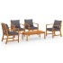 Muebles de jardín 5 piezas cojines madera maciza de