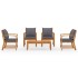 Muebles de jardín 5 piezas cojines madera maciza de