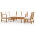 Muebles de jardín 5 pzas cojines crema madera maciza de