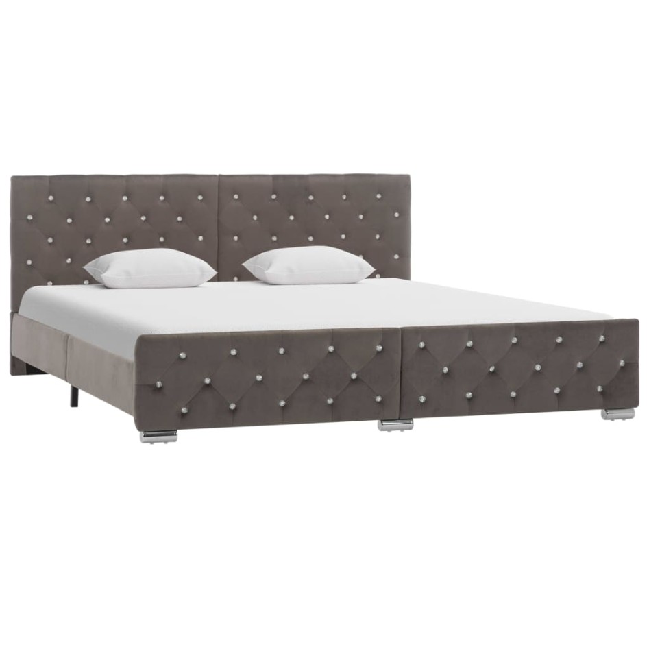 Estructura de cama de terciopelo gris 180x200