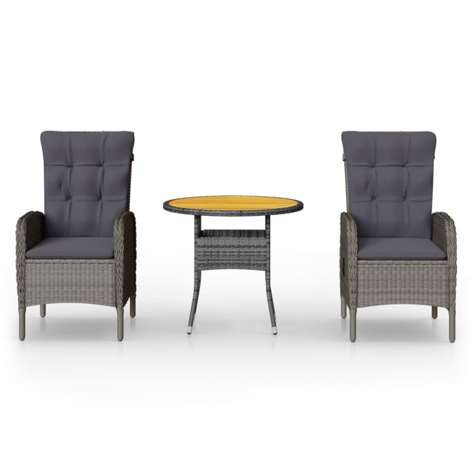 Juego de bistró para jardín 3 piezas ratán sintético