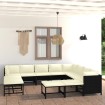 Set de muebles de jardín 12 pzas cojines ratán sintético negro