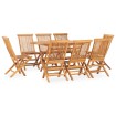 Set de comedor de jardín plegable 9 pzas madera maciza de teca