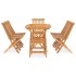 Set de comedor de jardín plegable 9 pzas madera maciza de