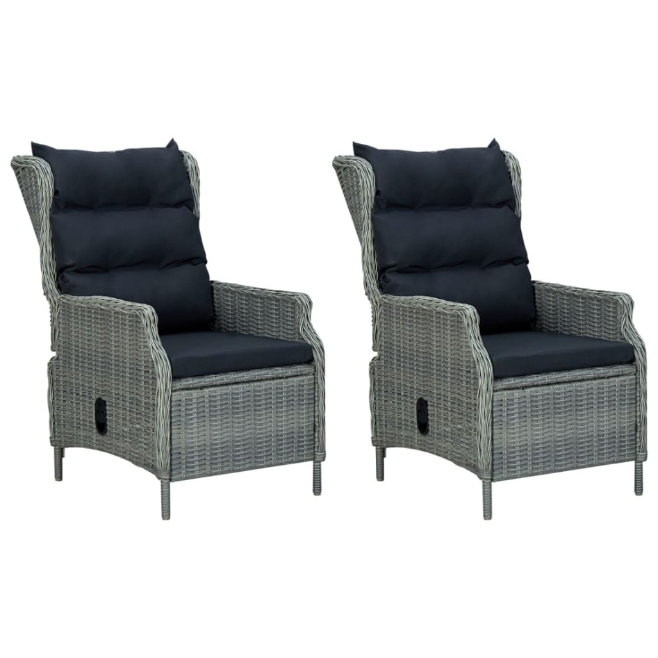 Set muebles jardín 3 pzas ratán sintético gris claro y