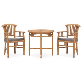Juego de comedor para jardín 3 pzas teca maciza y