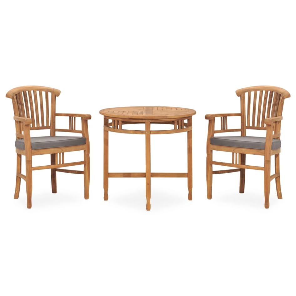 Juego de comedor para jardín 3 pzas teca maciza y