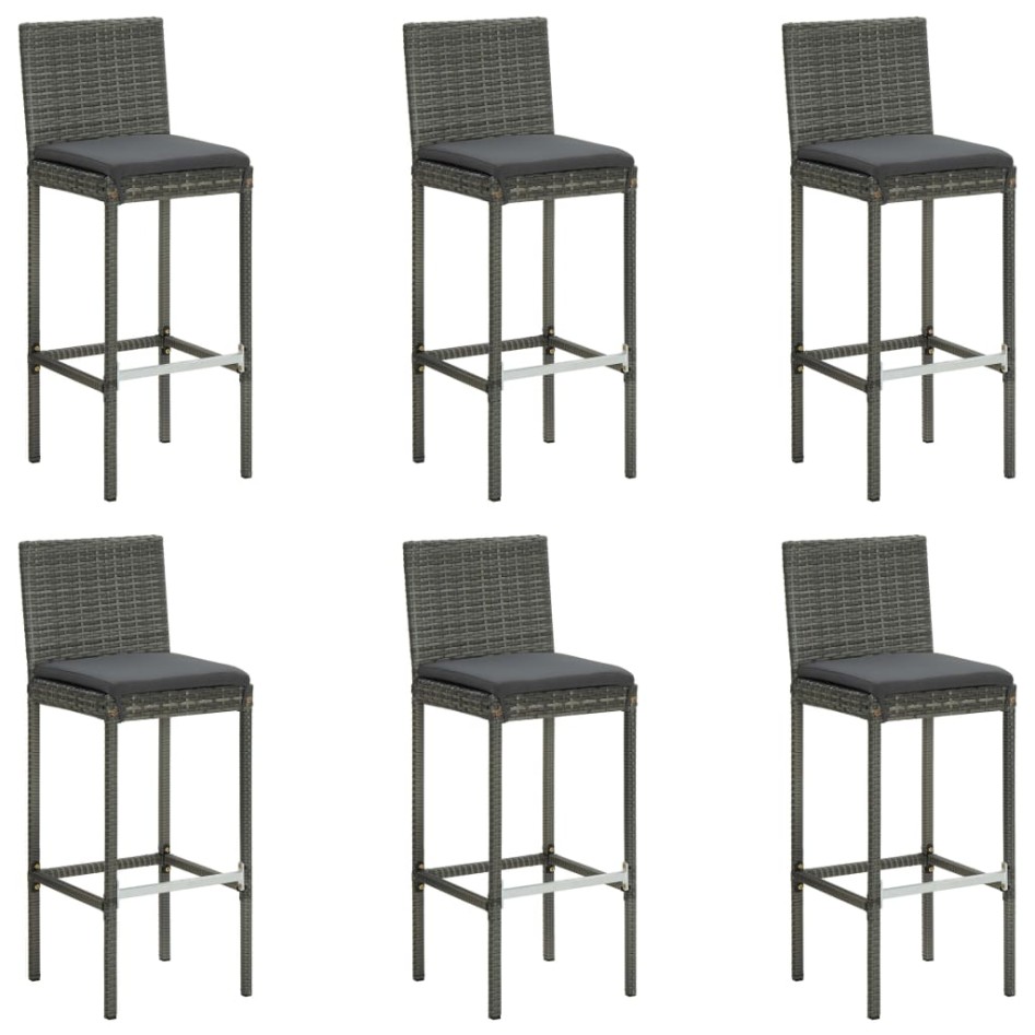 Set muebles bar jardín 7 piezas y cojines ratán sintético