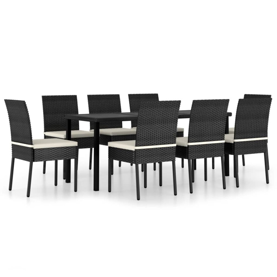 Conjunto de comedor de jardín 9 piezas ratán sintético
