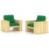 Sillas de jardín cojines 2 uds verde madera de pino