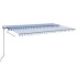 Toldo automático retráctil azul y blanco 500x350