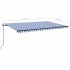 Toldo automático retráctil azul y blanco 500x350