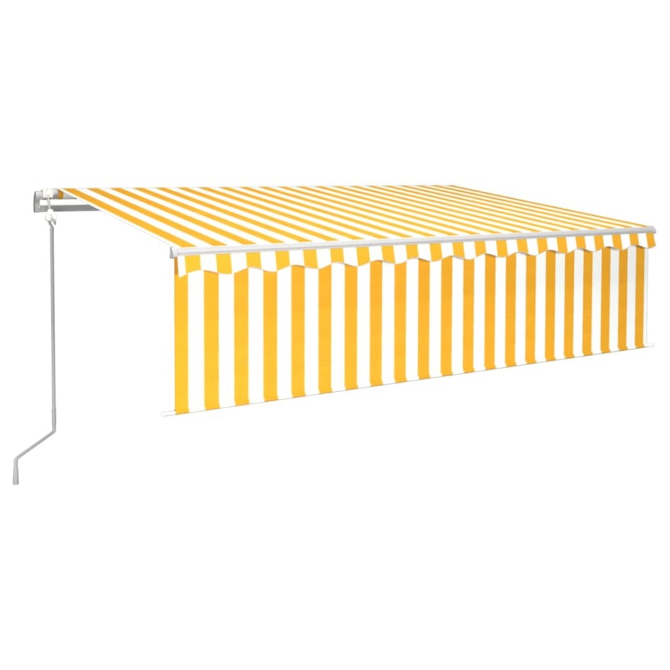 Toldo automático retráctil con persiana amarillo y blanco 6x3