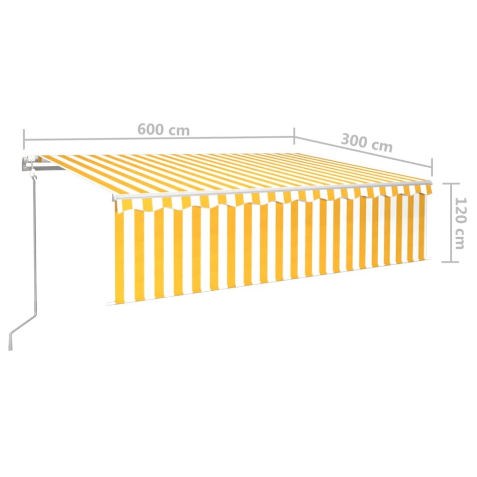 Toldo automático retráctil con persiana amarillo y blanco 6x3