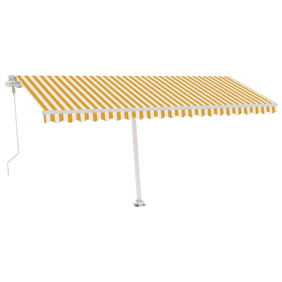 Toldo de pie automático amarillo y blanco 500x300