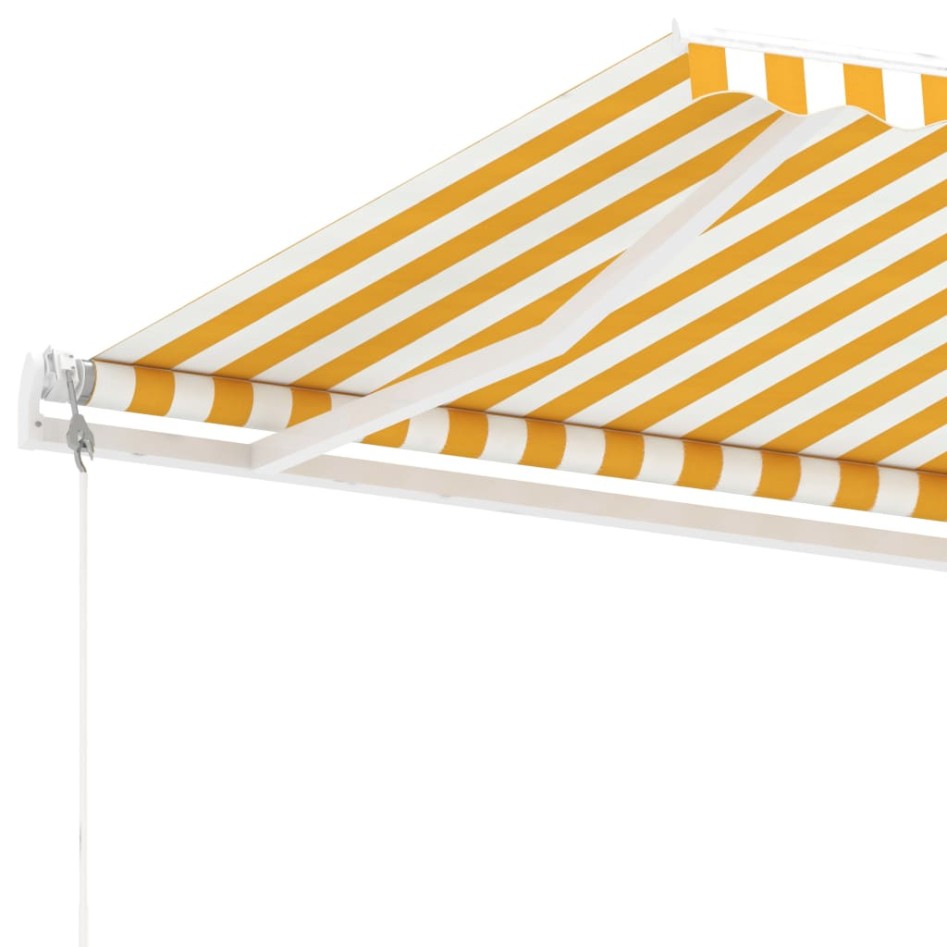 Toldo de pie automático amarillo y blanco 500x300