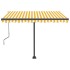 Toldo de pie automático amarillo y blanco 350x250
