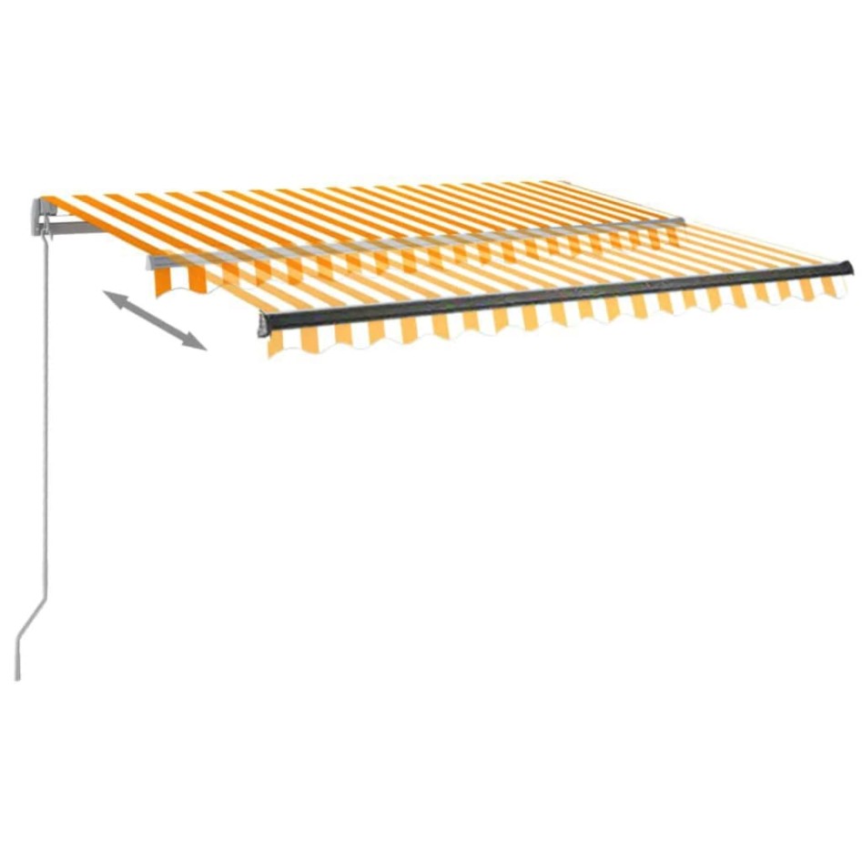 Toldo de pie automático amarillo y blanco 350x250