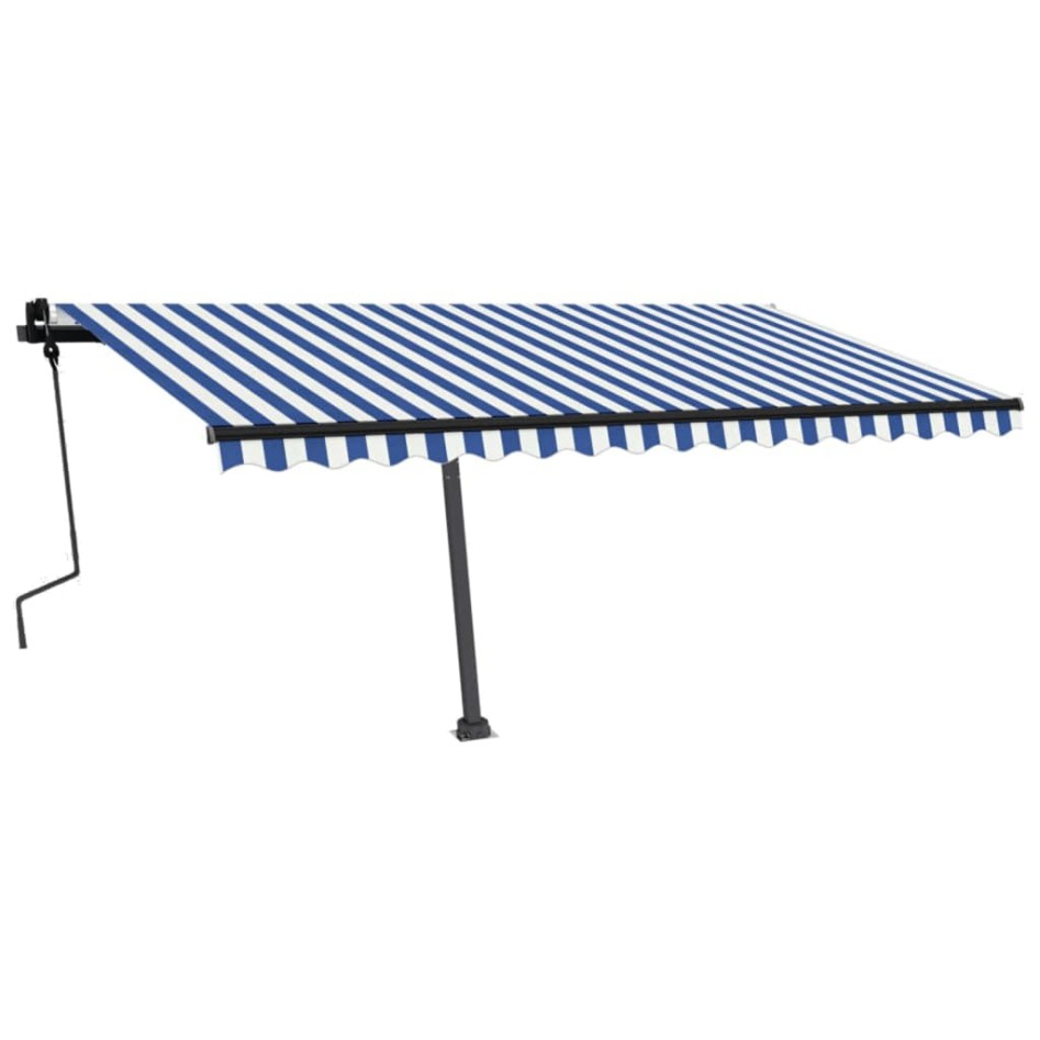 Toldo manual retráctil con LED azul y blanco 450x300