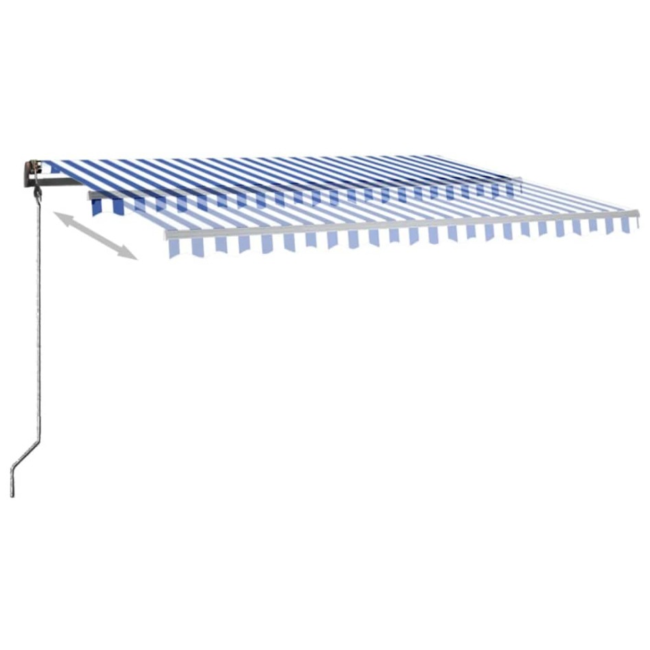 Toldo manual retráctil con LED azul y blanco 450x300