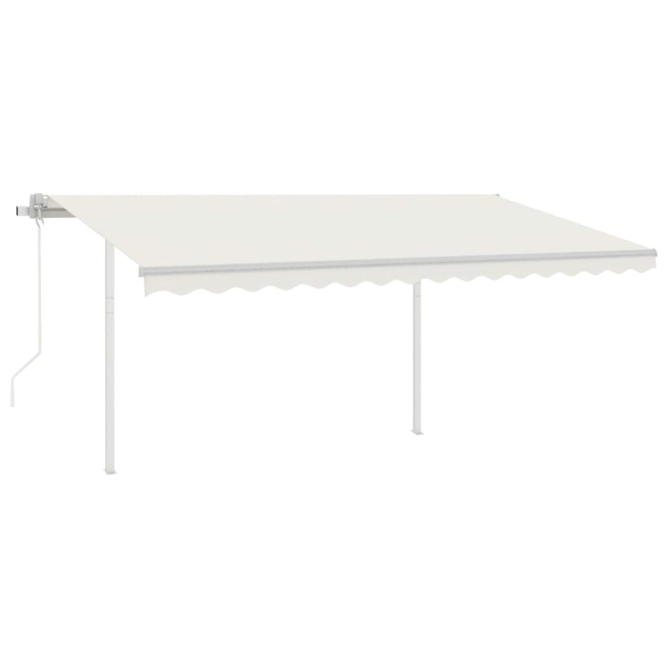Toldo retráctil automático con postes crema 4,5x3,5
