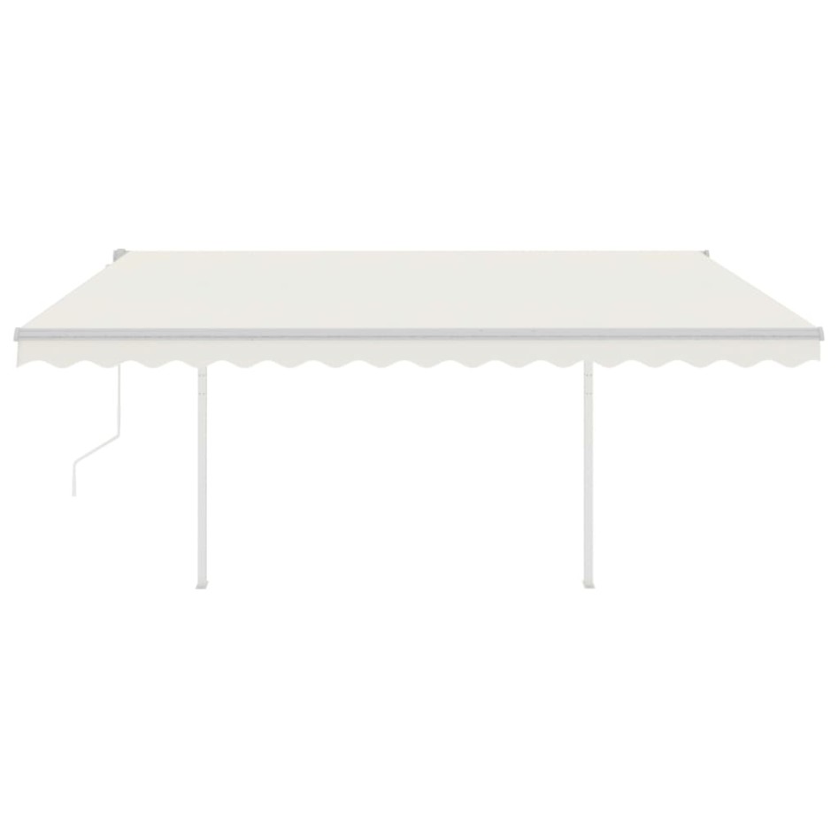 Toldo retráctil automático con postes crema 4,5x3,5