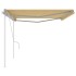 Toldo retráctil manual con postes amarillo y blanco 5x3,5