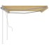 Toldo manual retráctil con postes amarillo y blanco 4x3,5