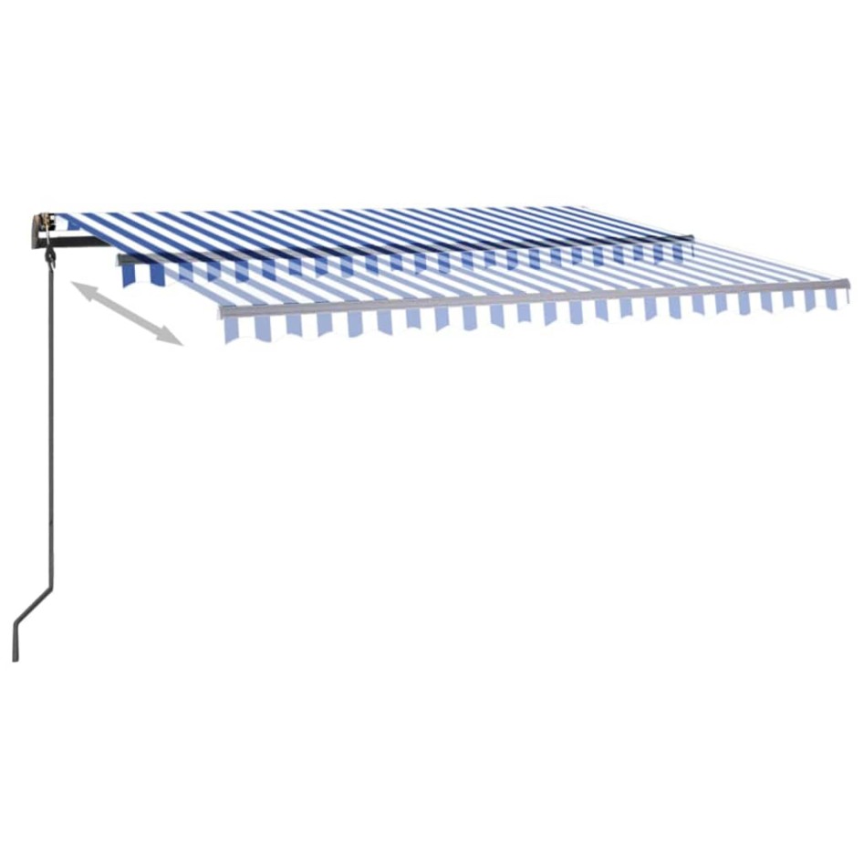 Toldo manual retráctil con LED azul y blanco 4,5x3